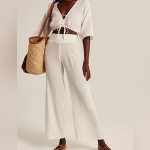 NWT Abercrombie & Fitch | Gauzy Beach Pant Coverup | White | Size Small